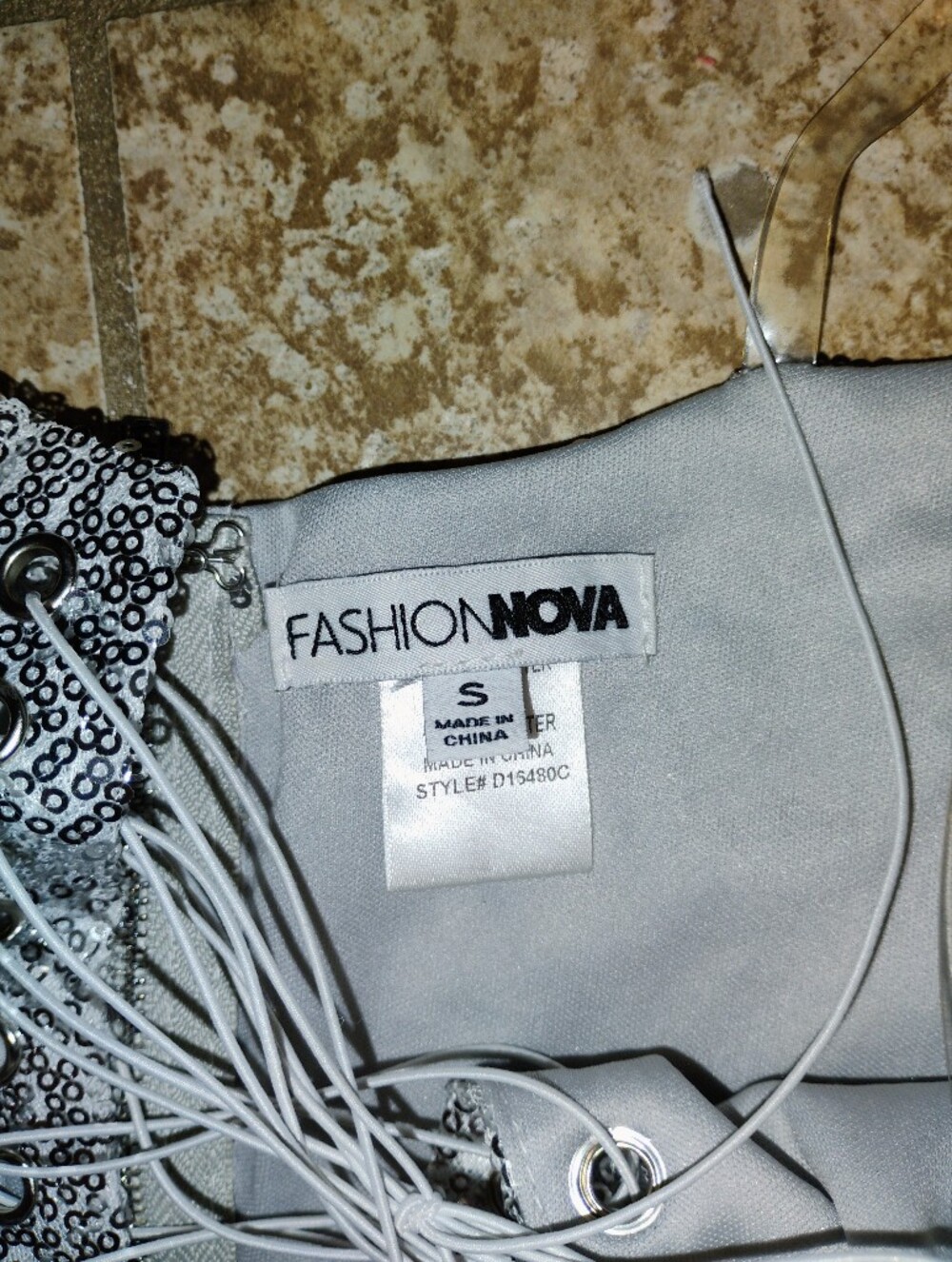 Fashion Nova Silver Sequin Lace-Up Mini Dress - Picture 7 of 7